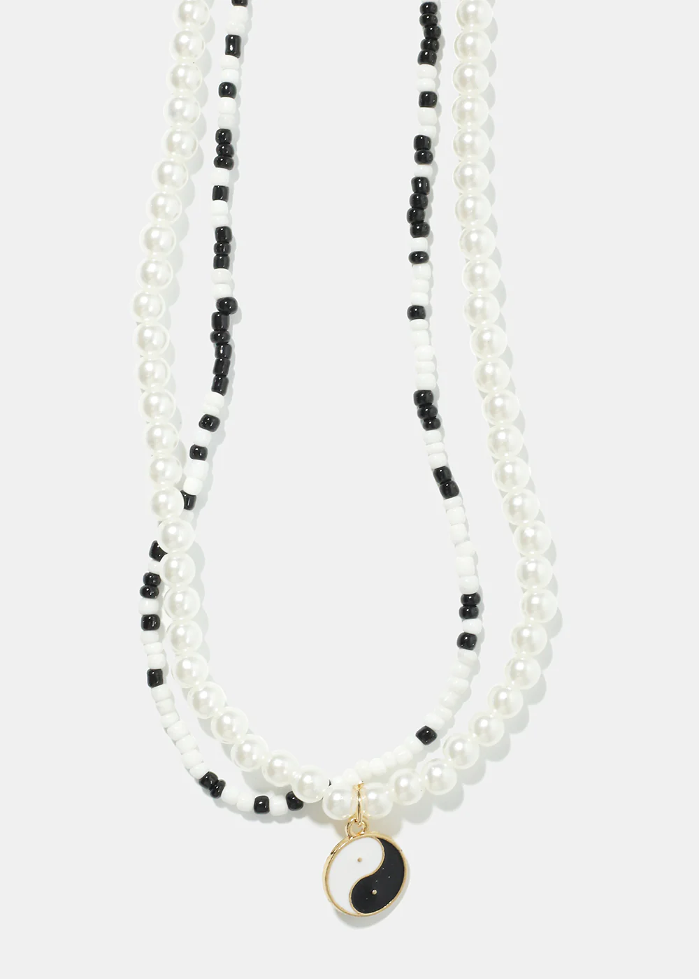 2 Layered Yin Yang Pearl & bead Necklace - Image 3