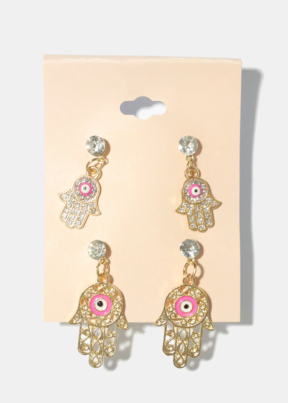 2 Pair Dangle Hamsa Hand Earrings - Image 4