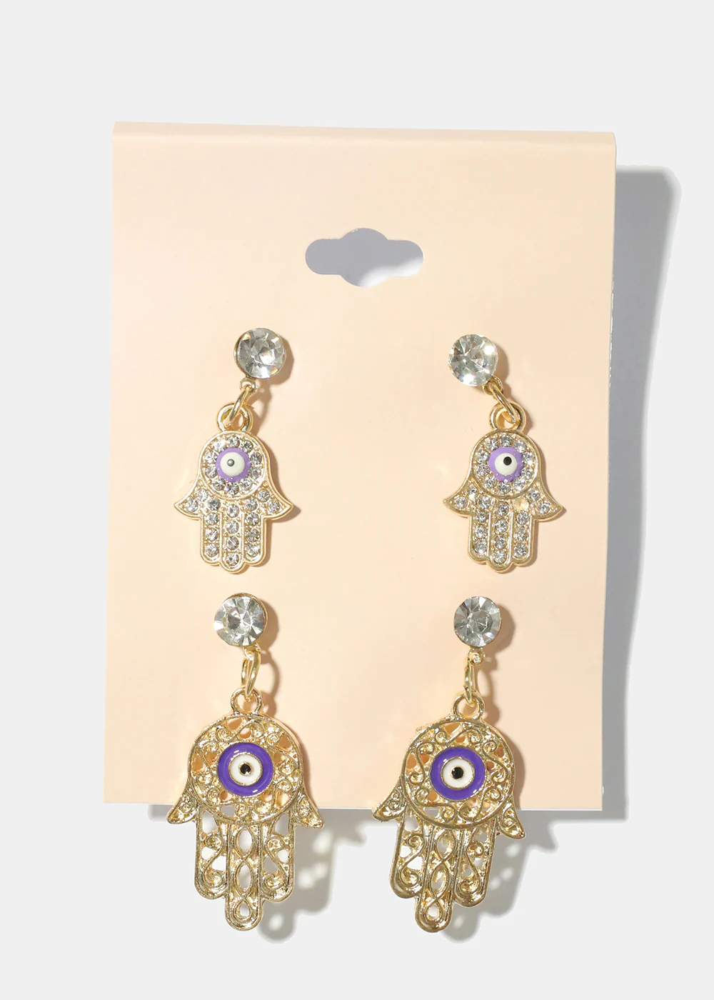 2 Pair Dangle Hamsa Hand Earrings - Image 5