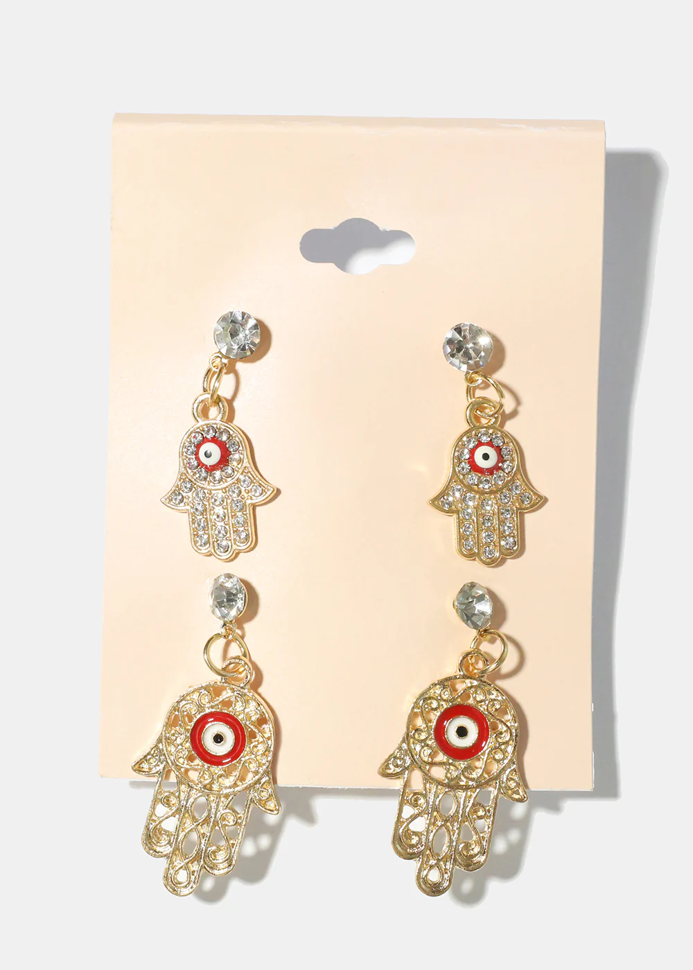2 Pair Dangle Hamsa Hand Earrings - Image 7
