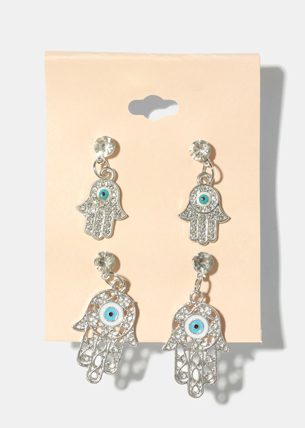 2 Pair Dangle Hamsa Hand Earrings - Image 9