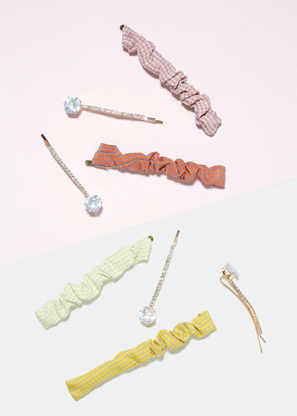 2 Piece Plaid & Gemstone Hair Pins - Image 2