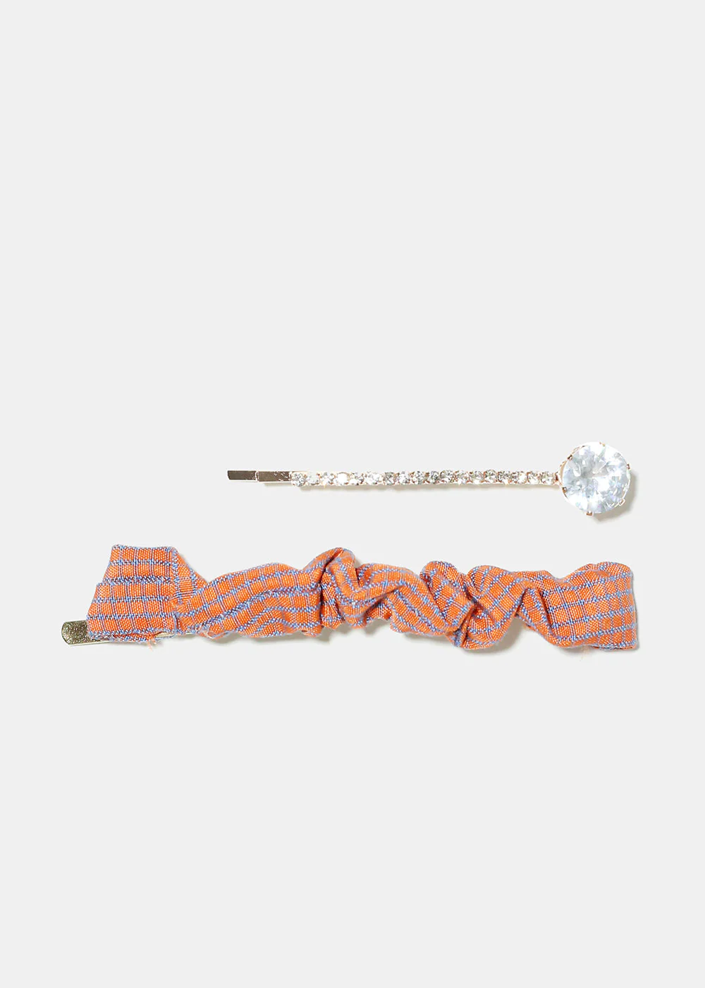 2 Piece Plaid & Gemstone Hair Pins - Image 3