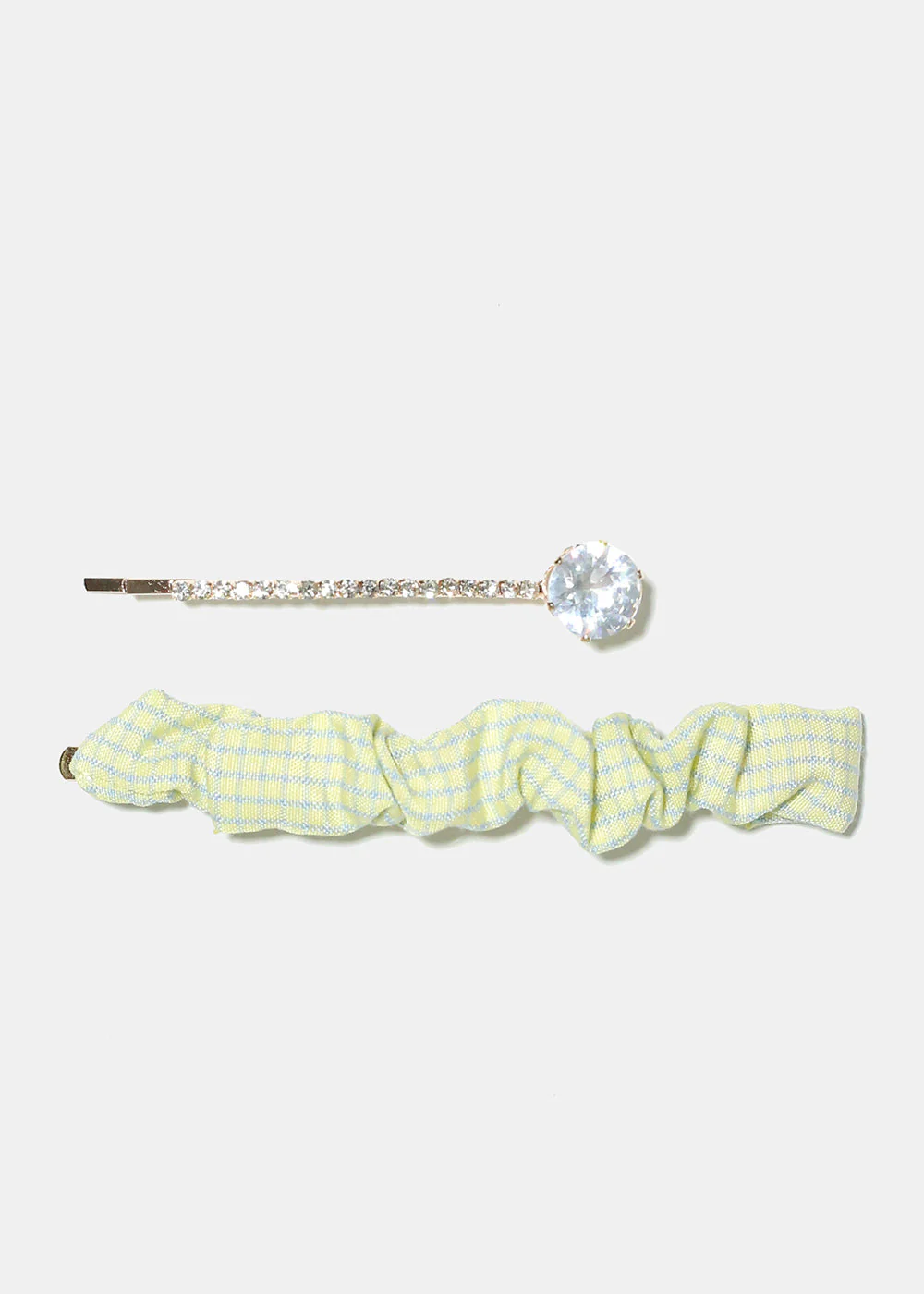 2 Piece Plaid & Gemstone Hair Pins - Image 6