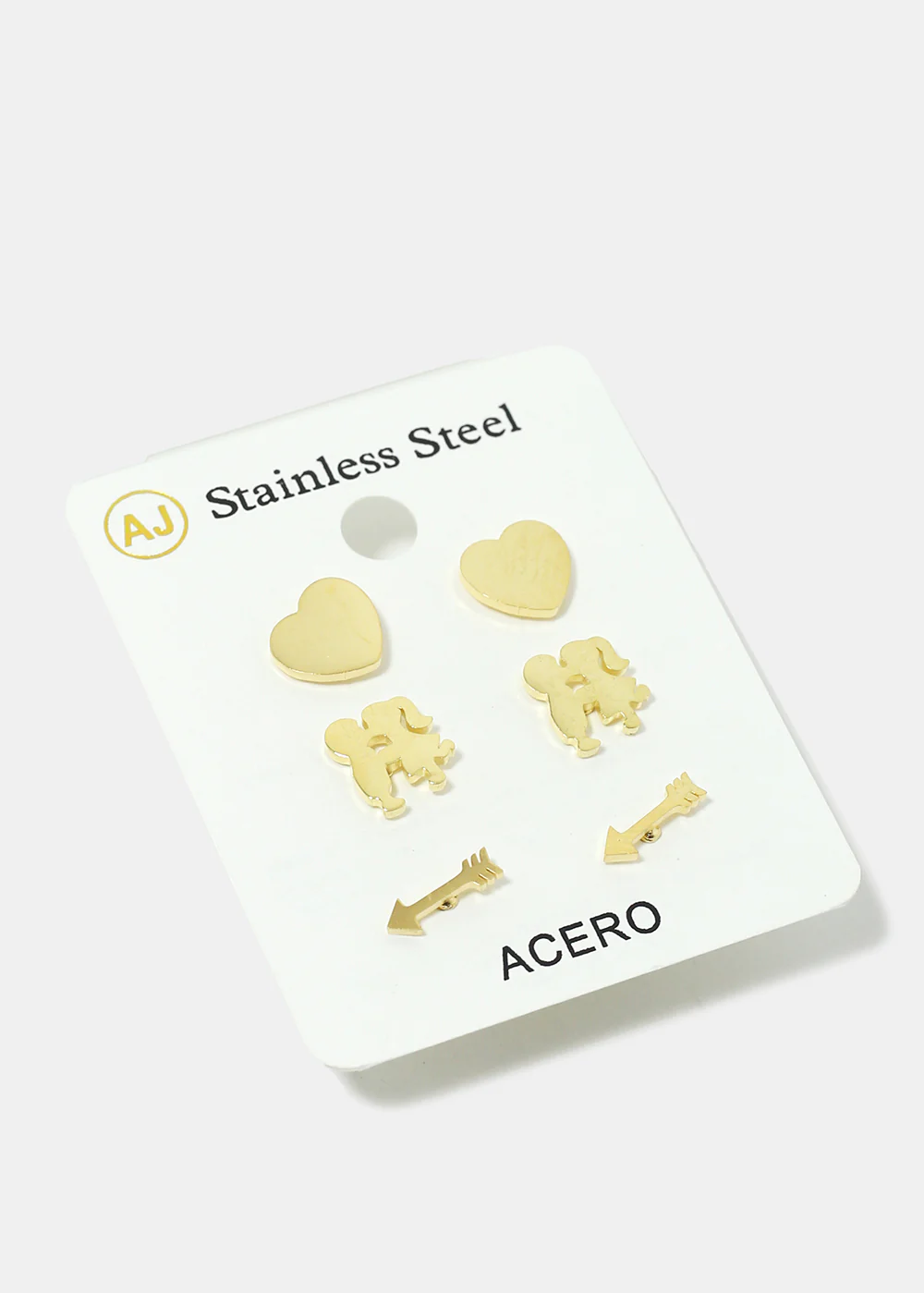 3-Pair Arrow & Heart Stud Earrings - Image 2