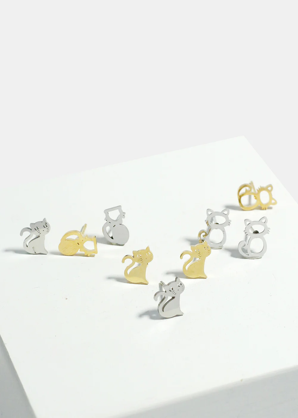3-Pair Cats Stud Earrings - Image 2