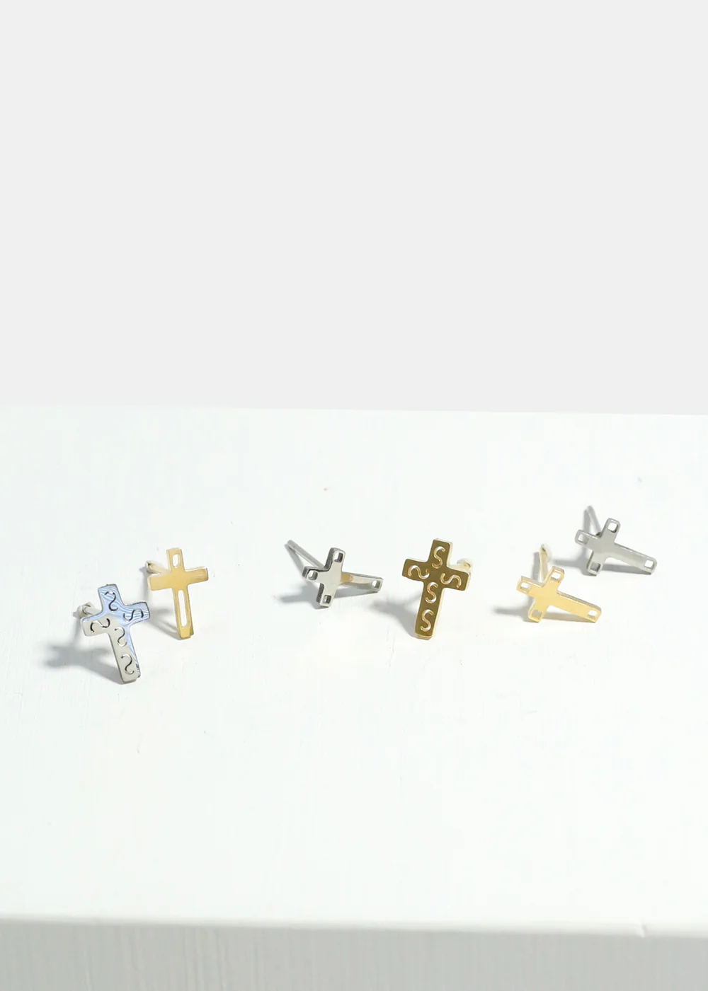 3-Pair Cross Stud Earrings - Image 2