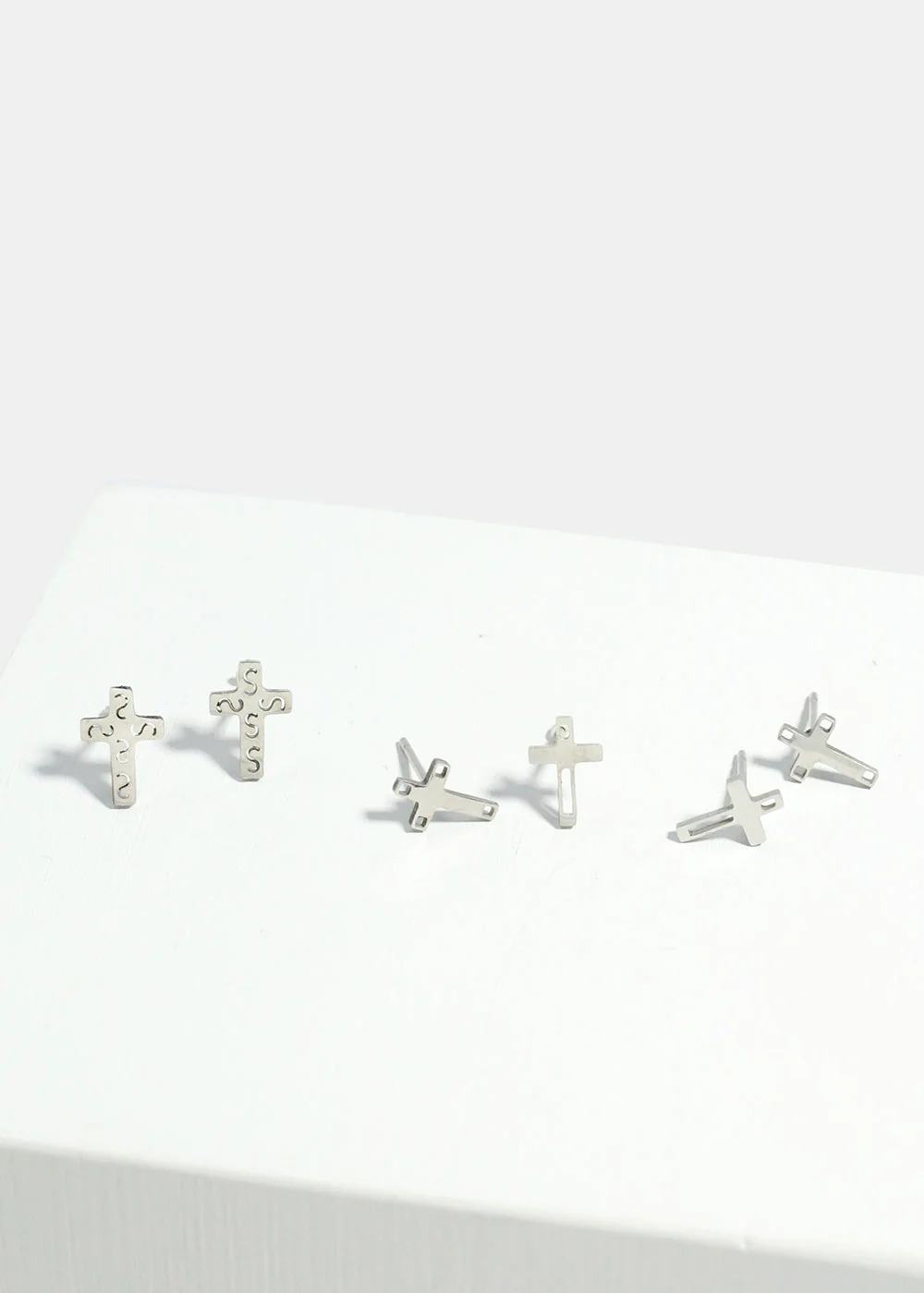 3-Pair Cross Stud Earrings - Image 3