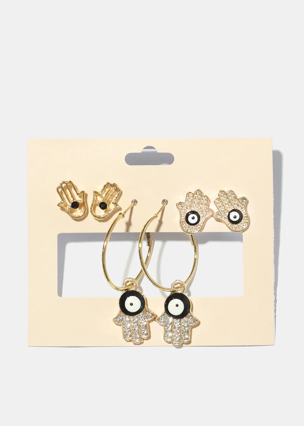 3 Pair Hamsa Hand Earrings - Image 2