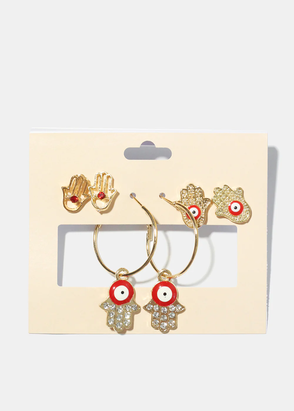 3 Pair Hamsa Hand Earrings - Image 3
