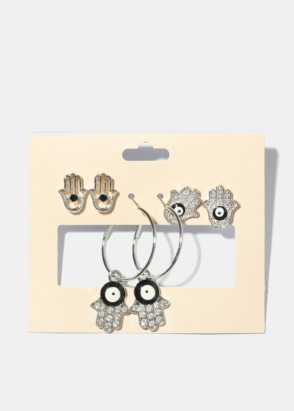 3 Pair Hamsa Hand Earrings - Image 5