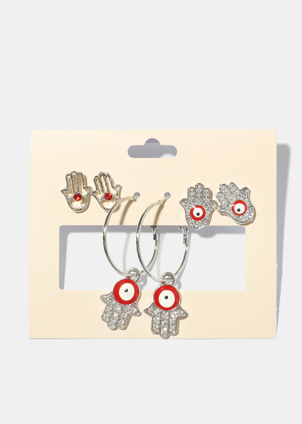3 Pair Hamsa Hand Earrings - Image 6