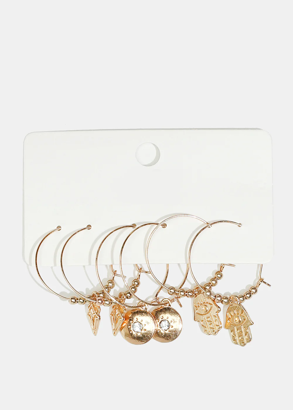 3-Pair Multi-Charm Hoop Earrings - Image 2