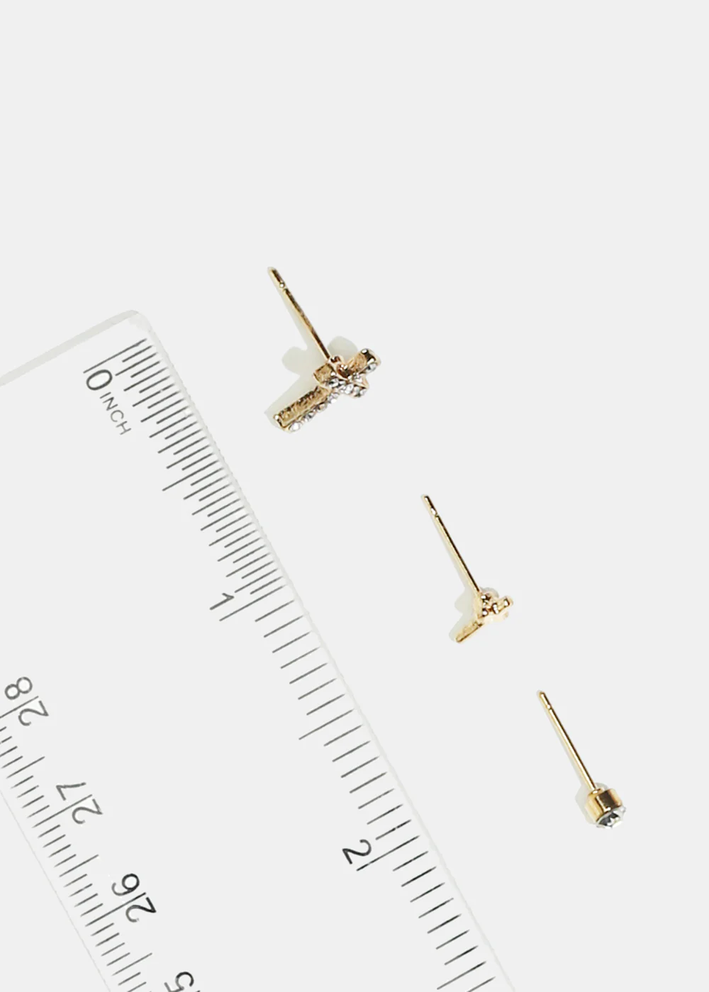 3-Pair Rhinestone Cross Stud Earrings - Image 3