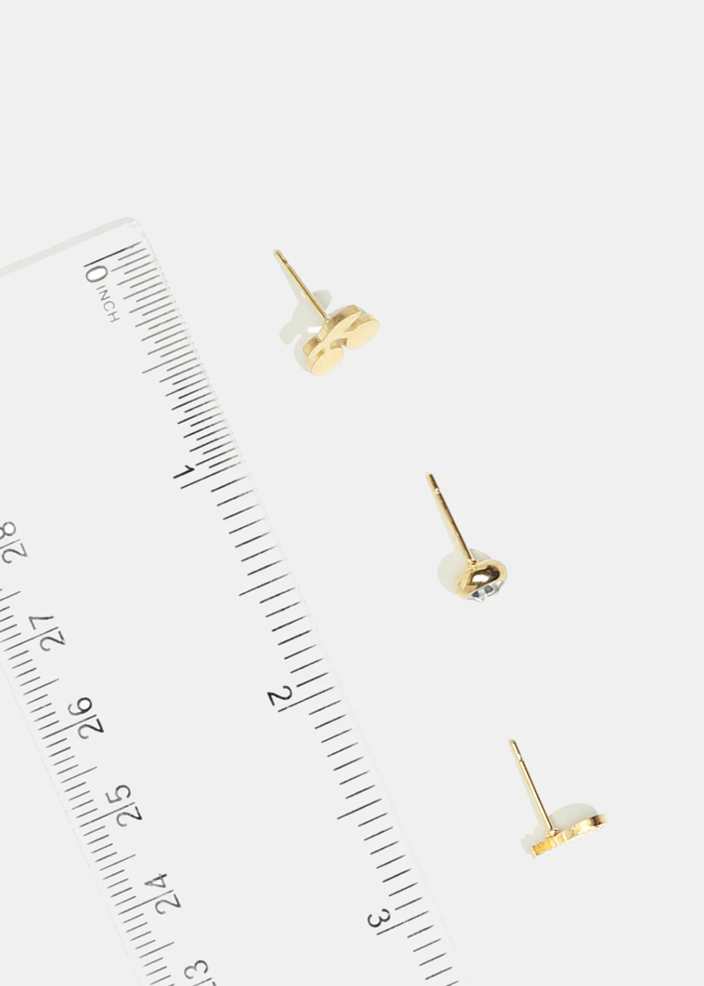 3-Pair Rhinestone & Fruit Stud Earrings - Image 3