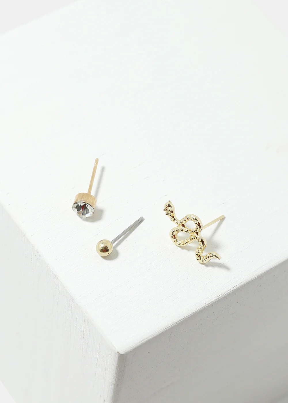 3-Pair Snake Stud Earrings