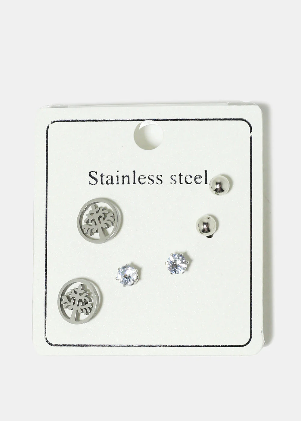 3-Pair Stainless Steel Stud Earrings - Image 3