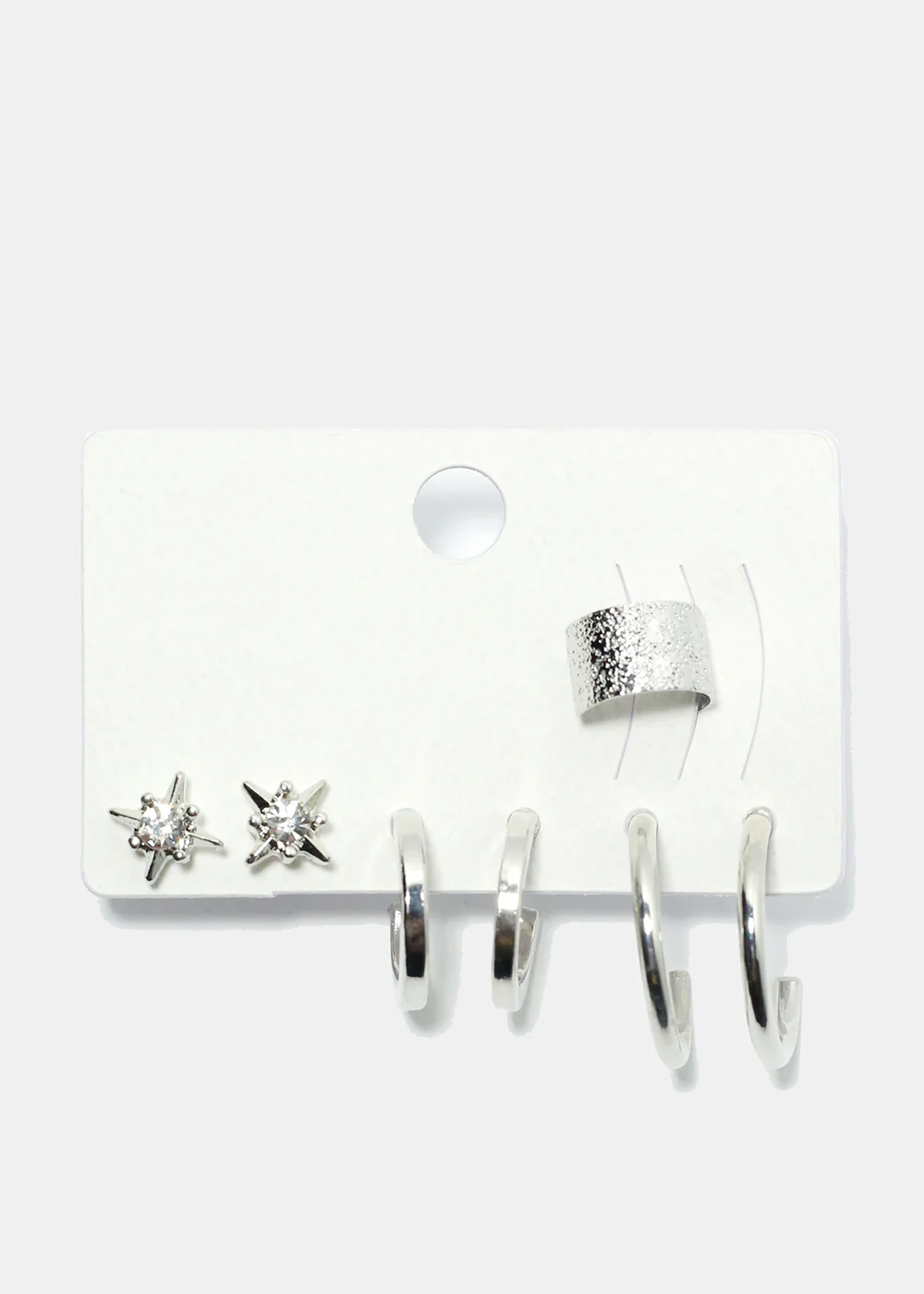 3 Pair Stud, Hoop & Cuff Earrings - Image 2