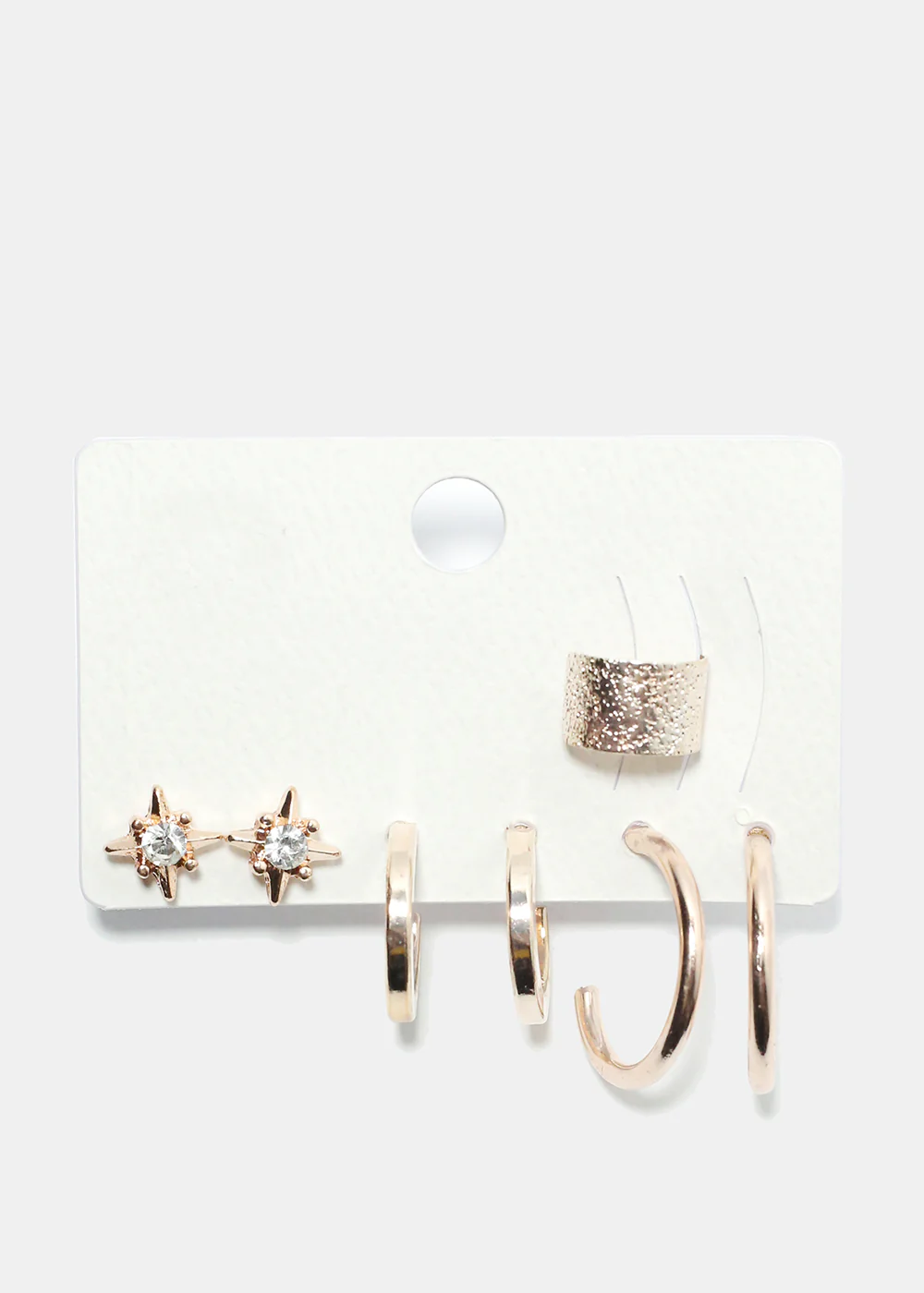 3 Pair Stud, Hoop & Cuff Earrings - Image 3