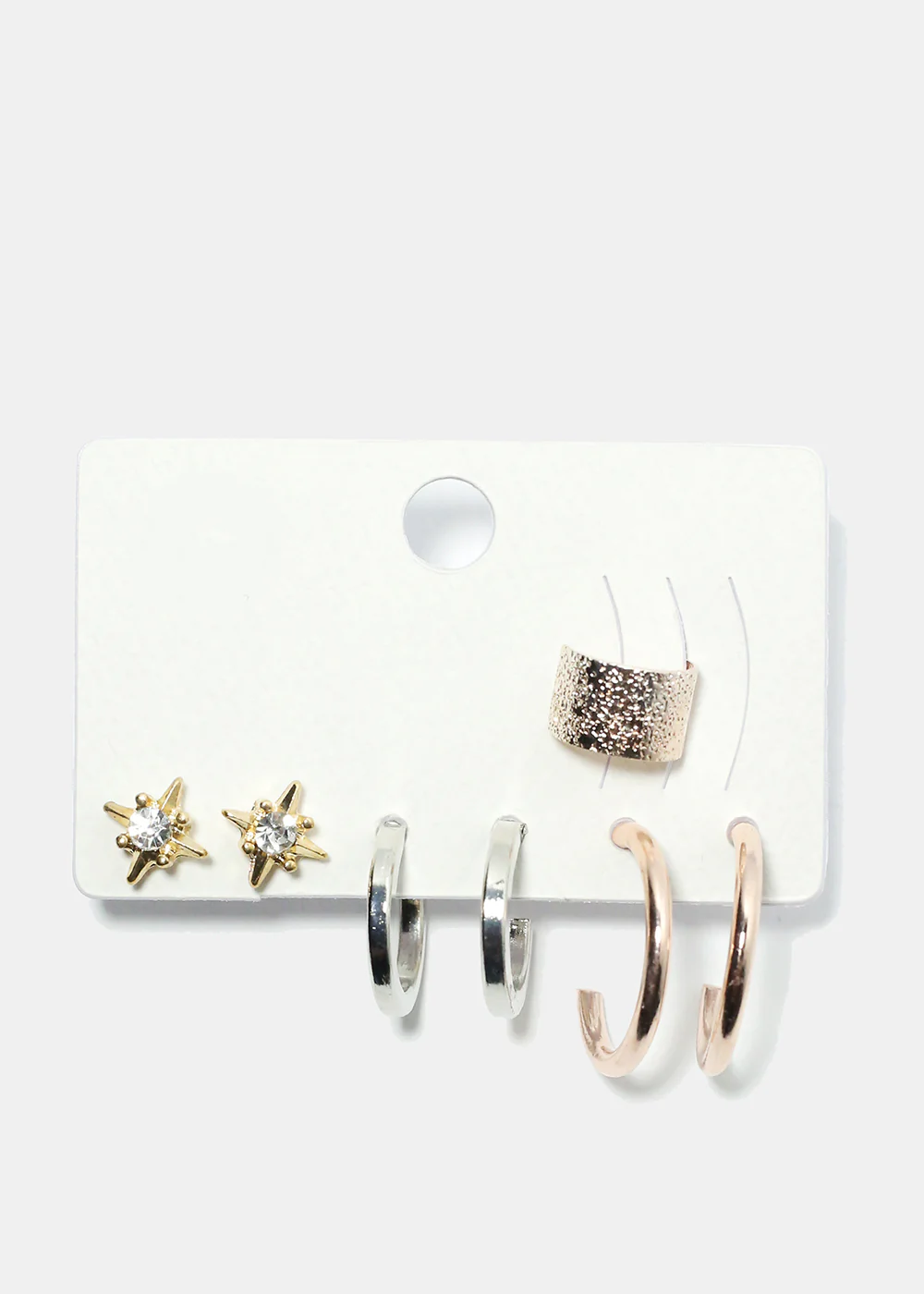 3 Pair Stud, Hoop & Cuff Earrings - Image 4