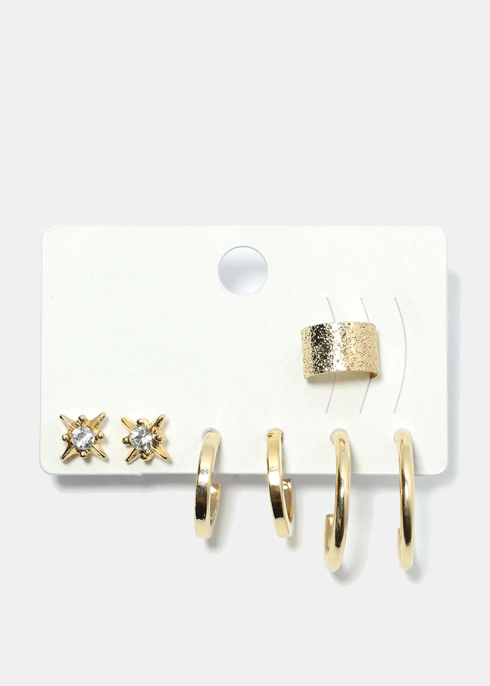 3 Pair Stud, Hoop & Cuff Earrings - Image 5