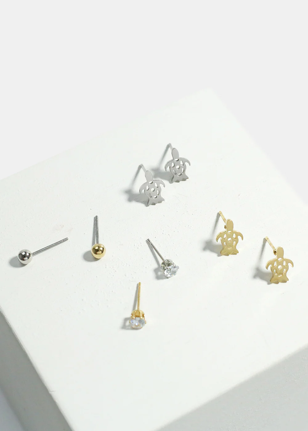 3-Pair Turtle & Gemstone Earrings Set - Image 2