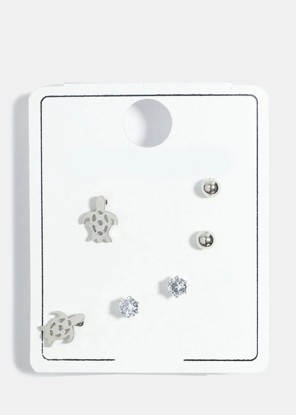 3-Pair Turtle & Gemstone Earrings Set - Image 3