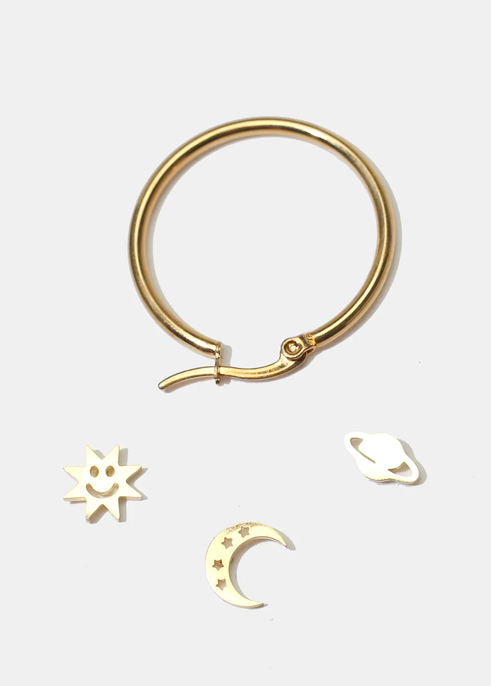 4-Pair Space Design Stud Earrings & Hoop - Image 2
