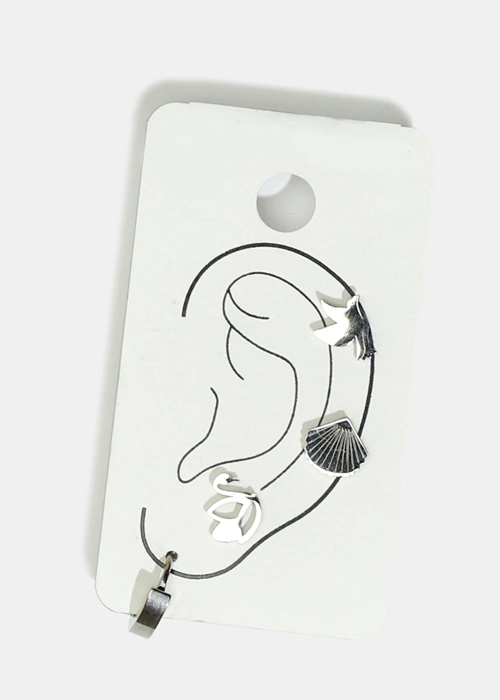 4-Piece Bird & Shell Stud Earrings - Image 3