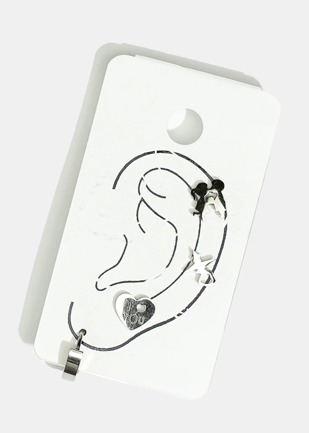 4-Piece Couple & Heart Stud Earrings