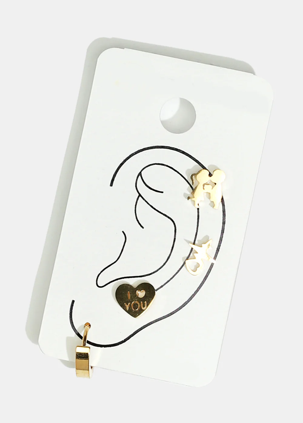 4-Piece Couple & Heart Stud Earrings - Image 2