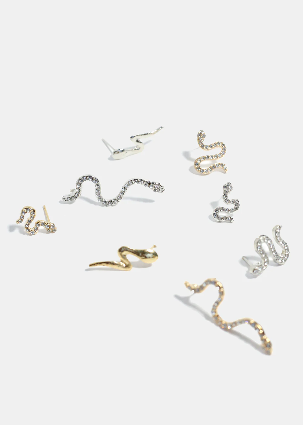 4-Piece Rhinestone-Studded Snake Earrings - Image 2