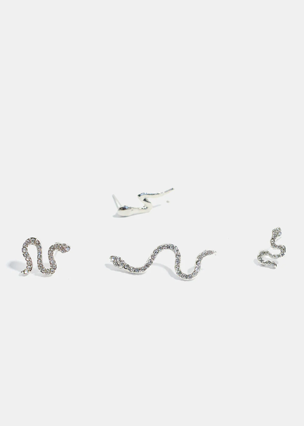 4-Piece Rhinestone-Studded Snake Earrings - Image 3