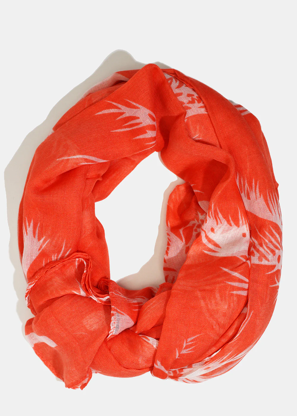 A+ Coral Palm Tree Print Lightweight Scarf