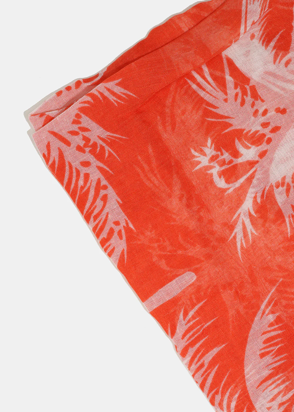 A+ Coral Palm Tree Print Lightweight Scarf - Image 2