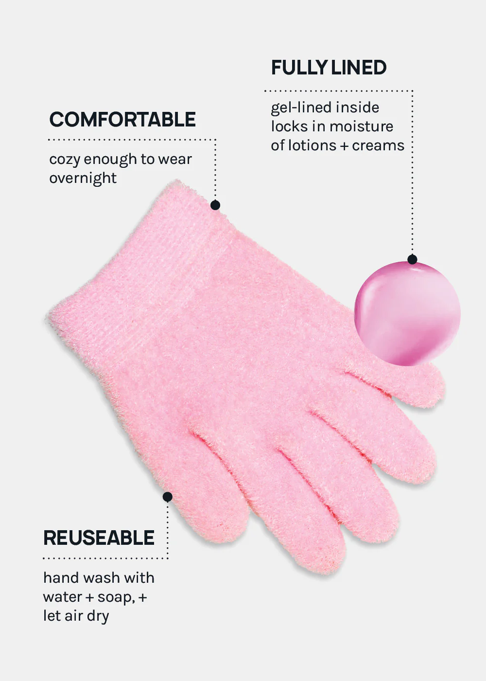 A+ Gel Lined Moisturizing Spa Glove - Image 4
