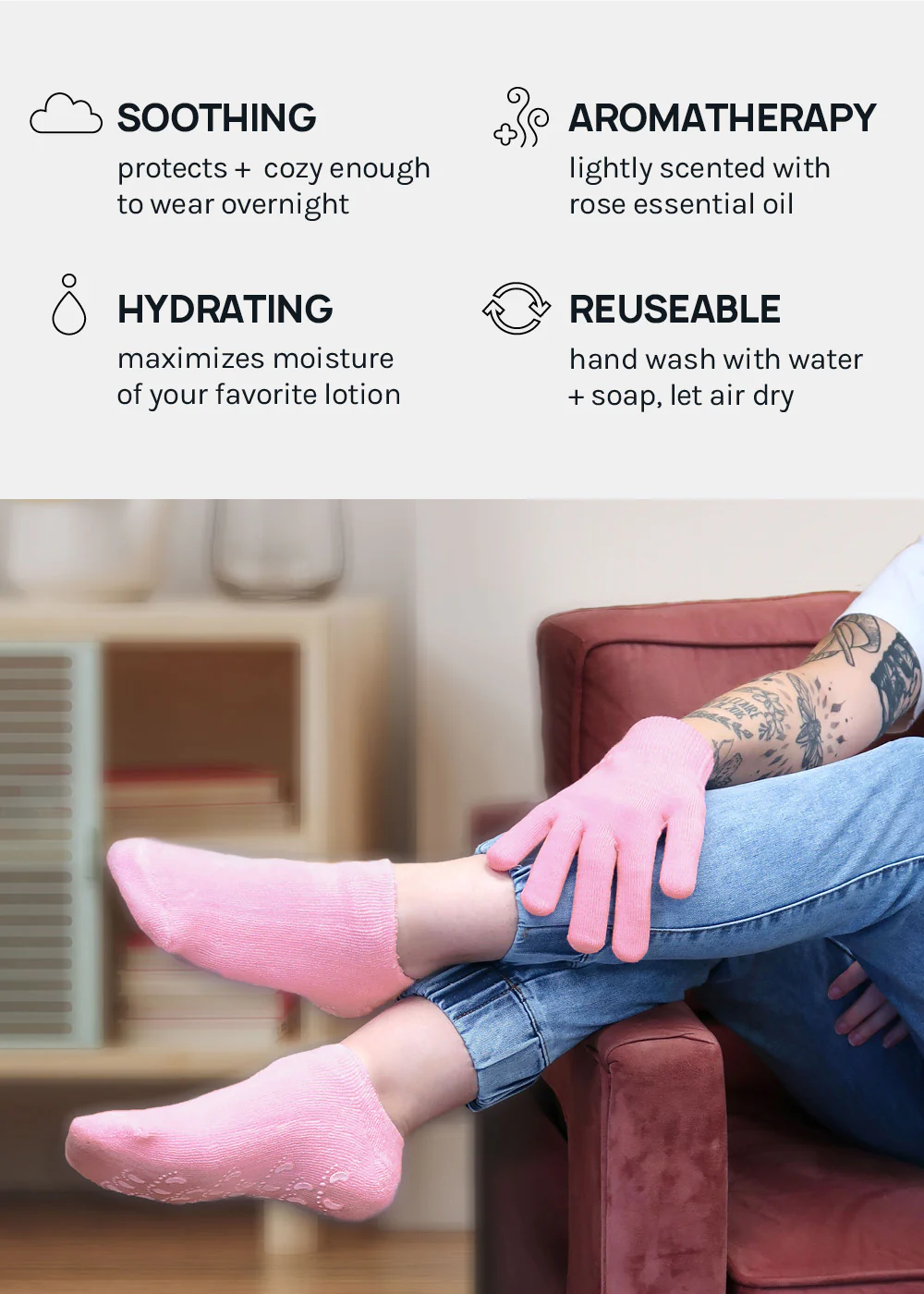 A+ Gel Lined Moisturizing Spa Sock - Image 4