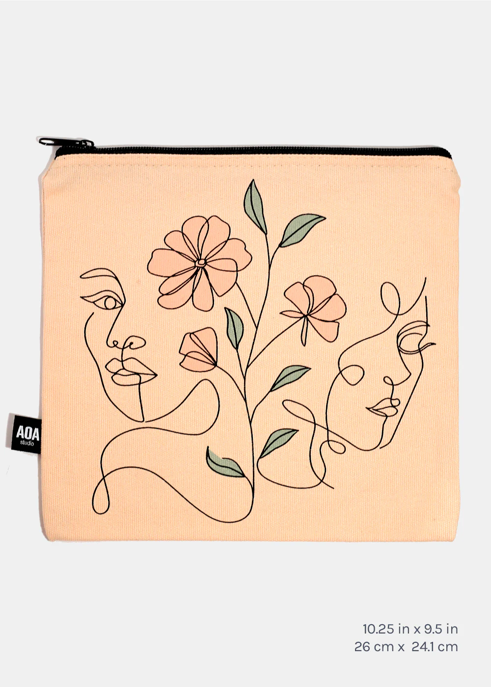 A+ Large Canvas Bag - Floral Girls Sketch