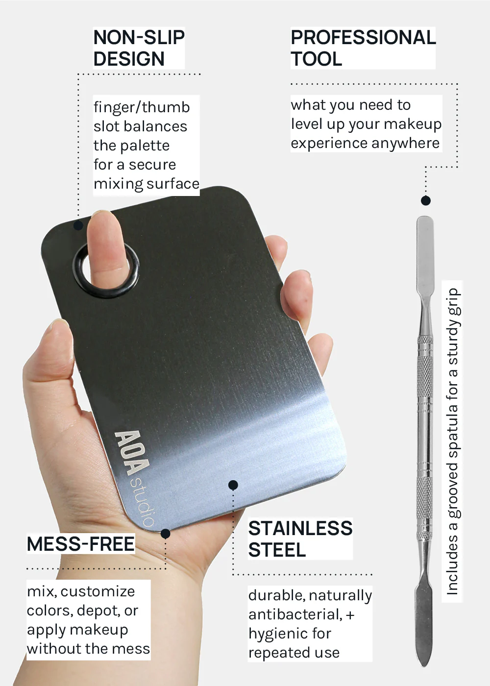 A+ Stainless Steel Mixing Palette and Spatula - Image 5