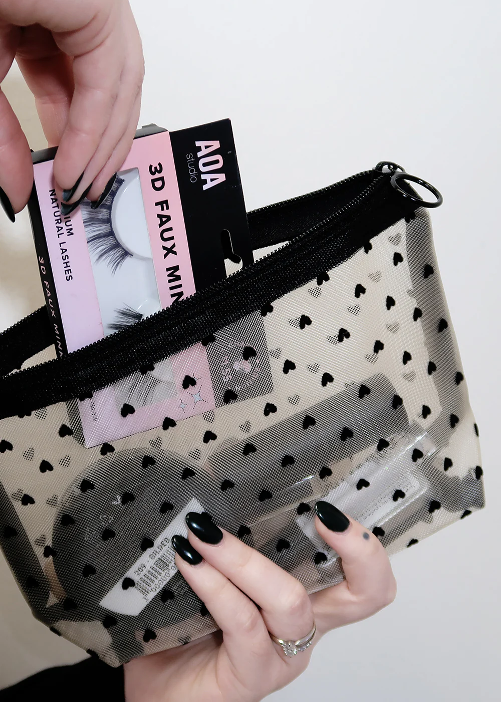 a2o Lab Makeup Pouch - Black Hearts - Image 2