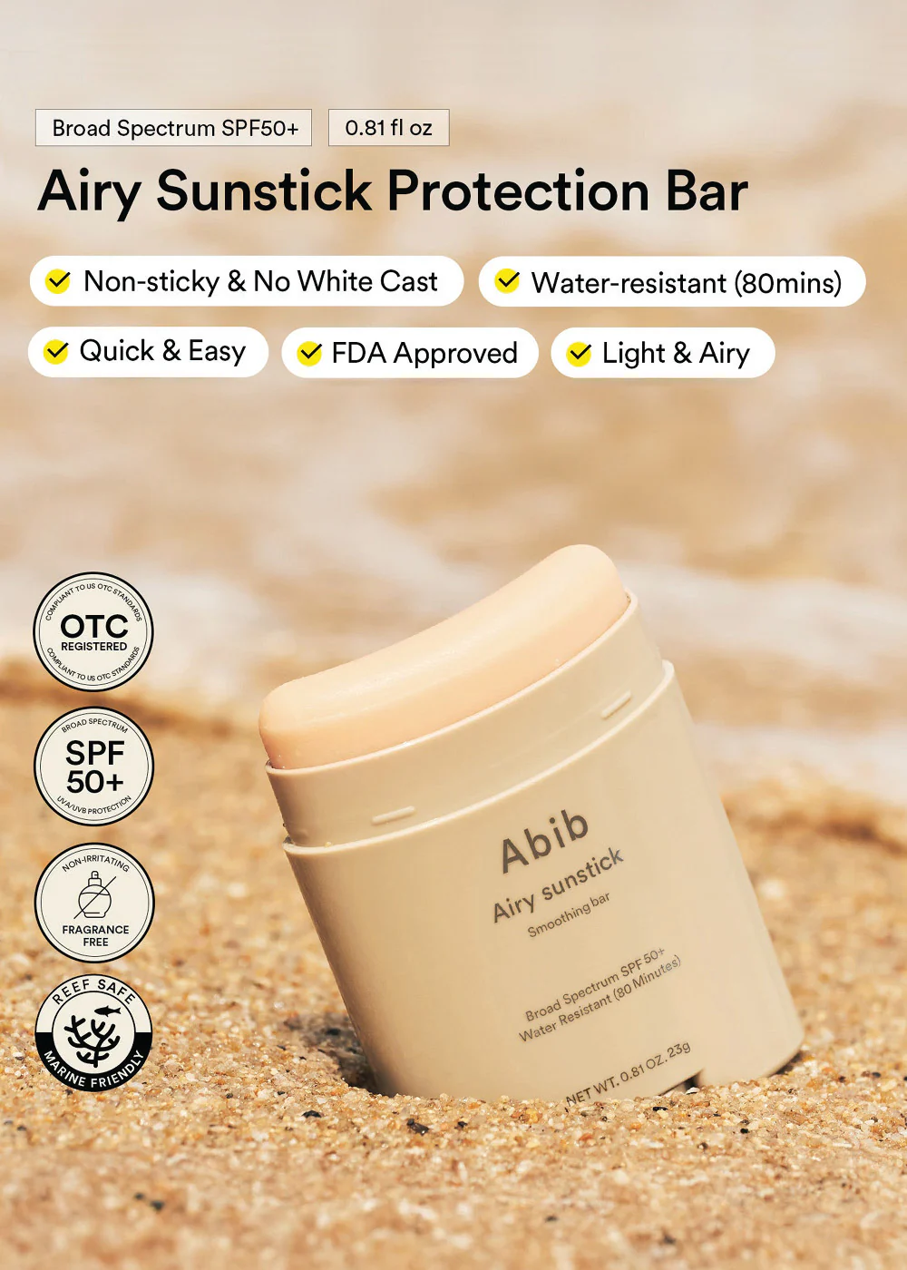 Abib Airy Sunstick Smoothing Bar 23g - Image 3