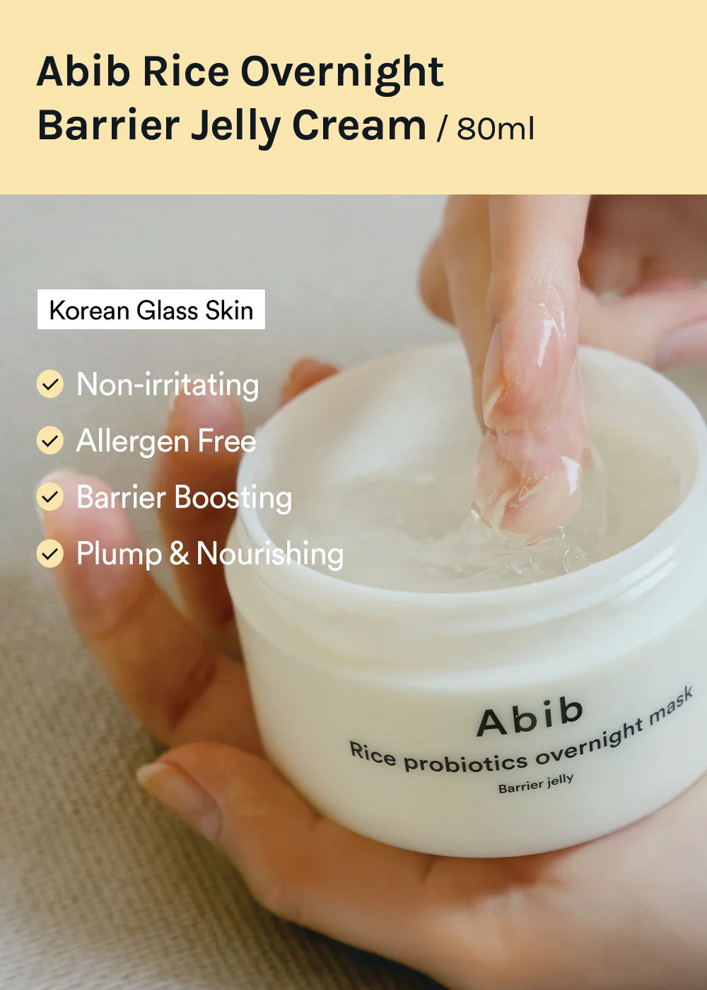 Abib Rice Probiotics Overnight Mask Barrier Jelly 80ml - Image 4