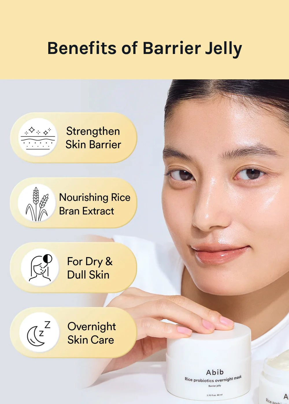 Abib Rice Probiotics Overnight Mask Barrier Jelly 80ml - Image 7
