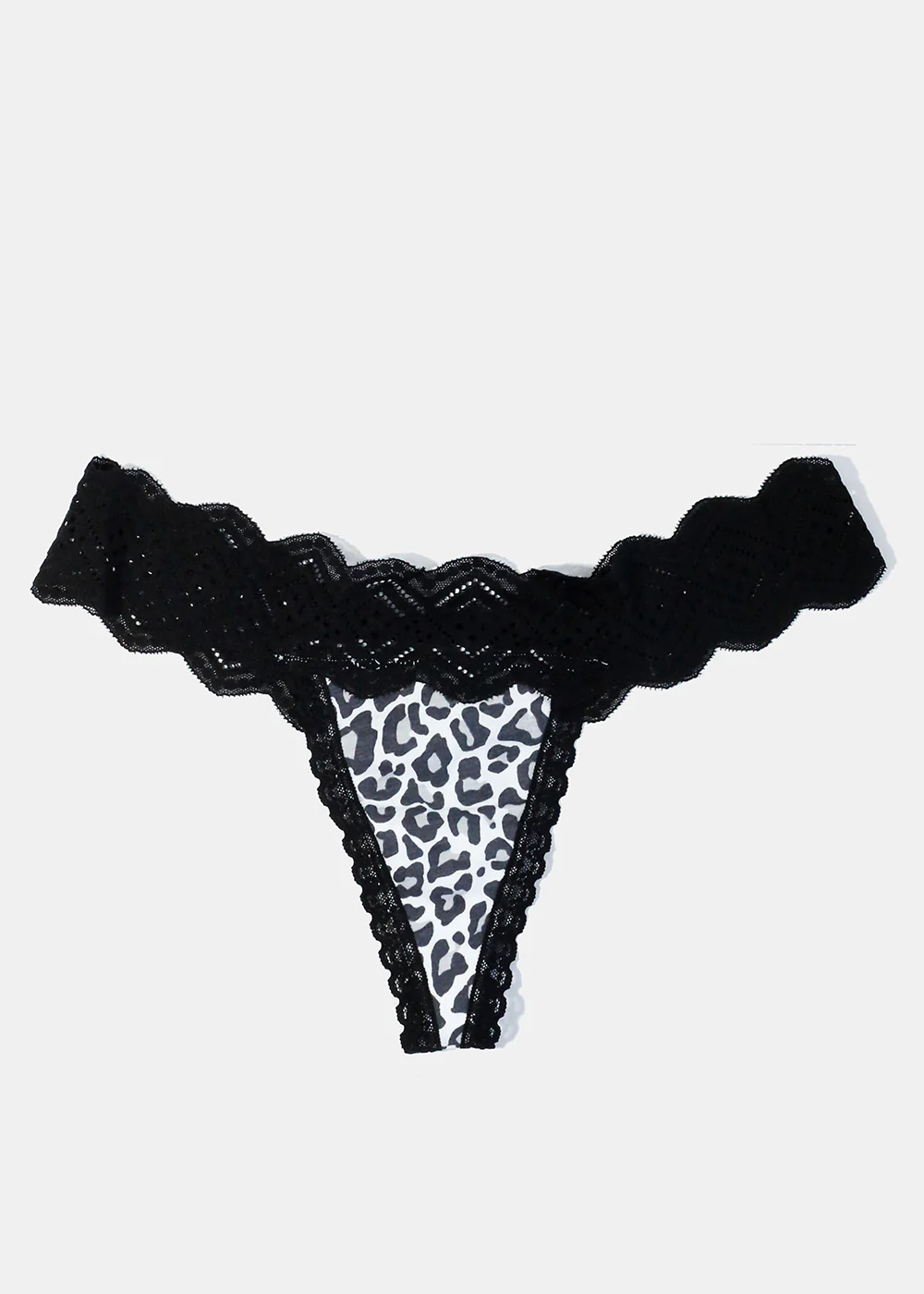 Animal Print Black Lace Thong