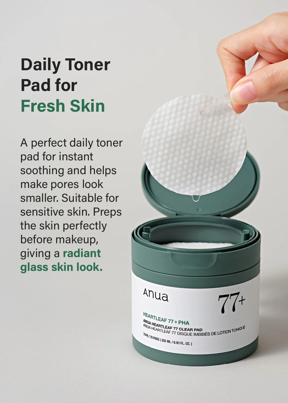 Anua Heartleaf 77 Clear Toner Pad (70 pads) - Image 4