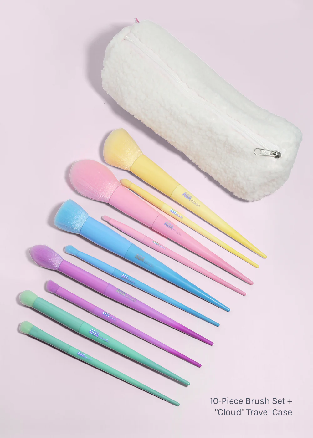 AOA 10-Piece Rainbow Brush Set + Cloud Travel Bag