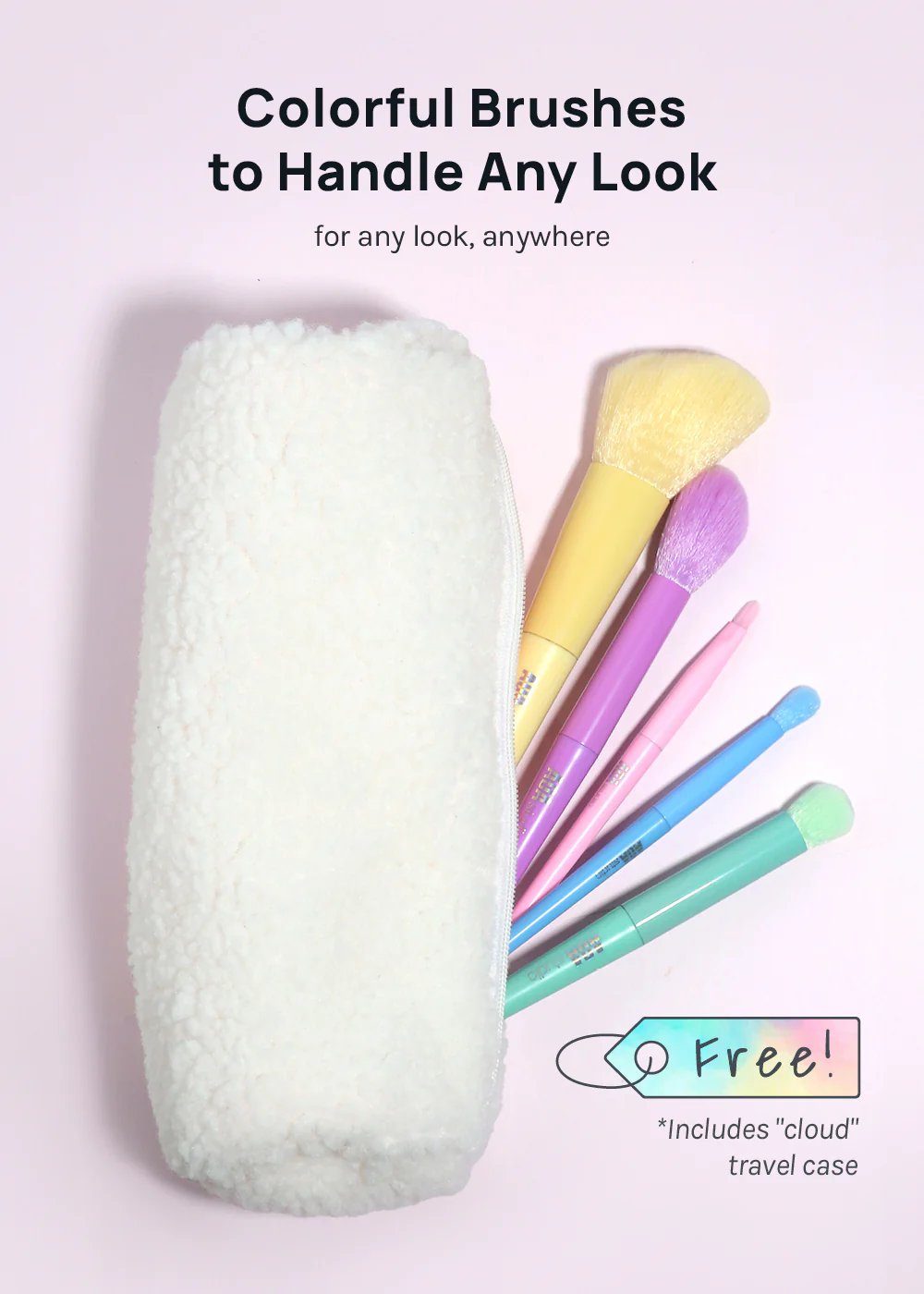 AOA 10-Piece Rainbow Brush Set + Cloud Travel Bag - Image 3