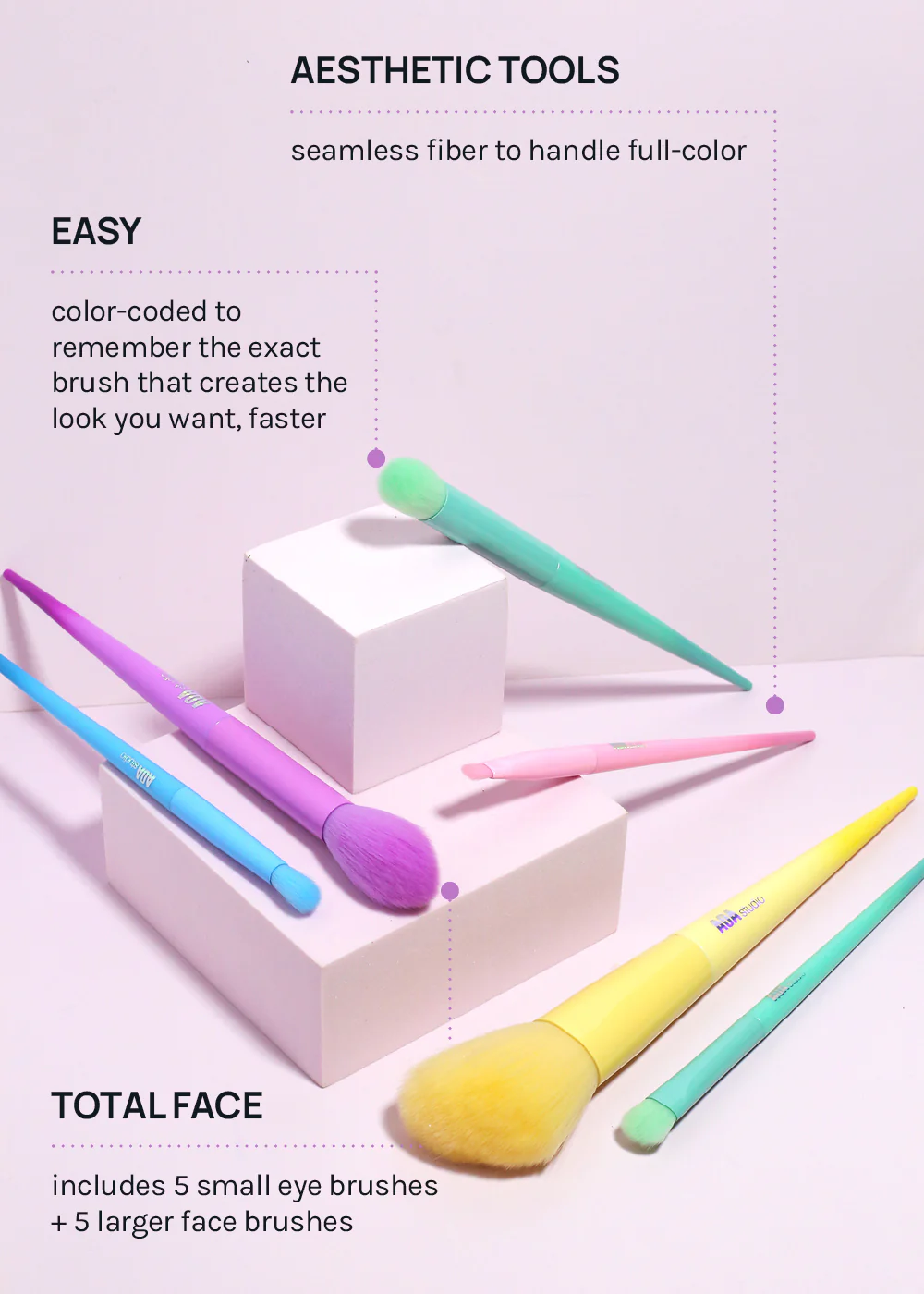 AOA 10-Piece Rainbow Brush Set + Cloud Travel Bag - Image 5