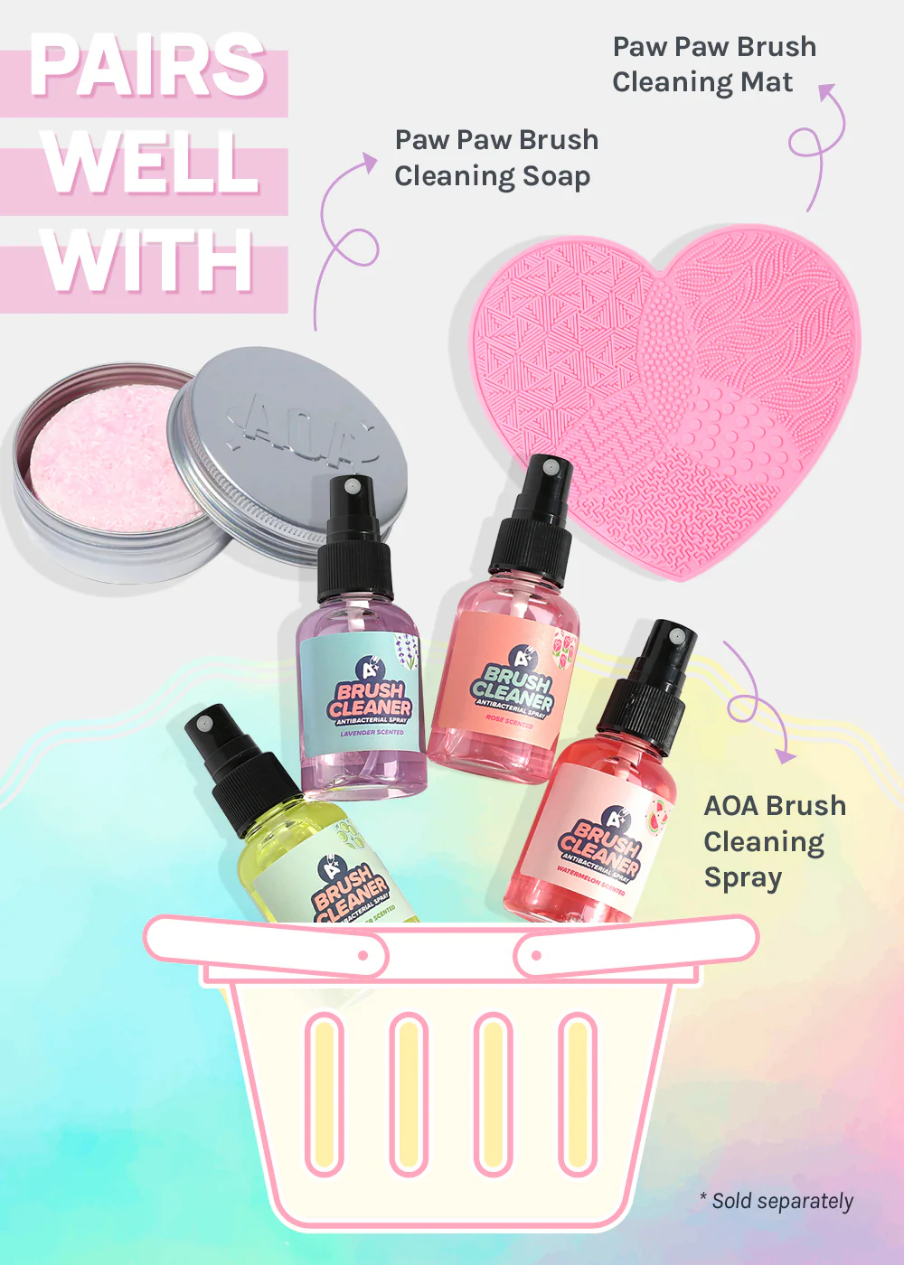 AOA 10-Piece Rainbow Brush Set + Cloud Travel Bag - Image 7