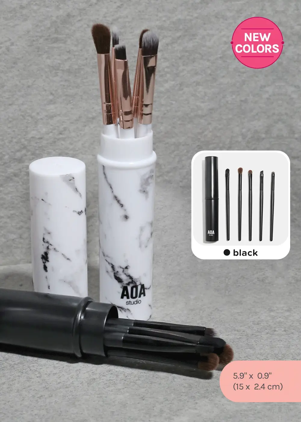 AOA 5 Piece Travel Brush Set + Case